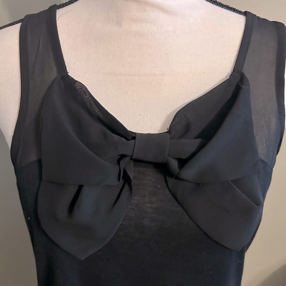 Ambiance Apparel Sheer Black Bow Tank top